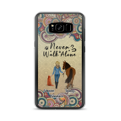Custom Personalized Horse And Dog Phone Case - Upto 2 Dogs - Gift Idea For Horse/Dog Lovers - Never Walk Alone - Case For iPhone/Samsung