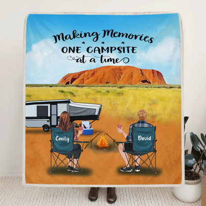 Personalized Australian Camping Blanket - Parents with Up to 3 Kids and 3 Pets - Best Gift For Camping Lovers - Making Memories One Campsite At A Time