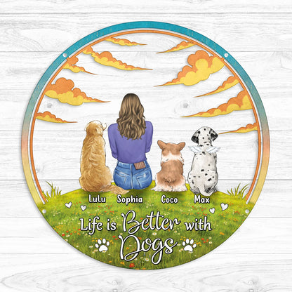 Personalized Dog Mom Metal Sign - Gift Idea For Dog Lover - Life Is Better With Dogs