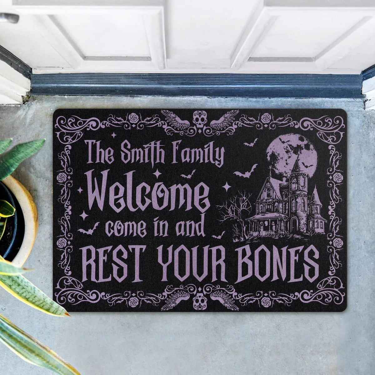 Personalized Witch Doormat - Gift Idea For Witch Lover - Come In And Rest Your Bones