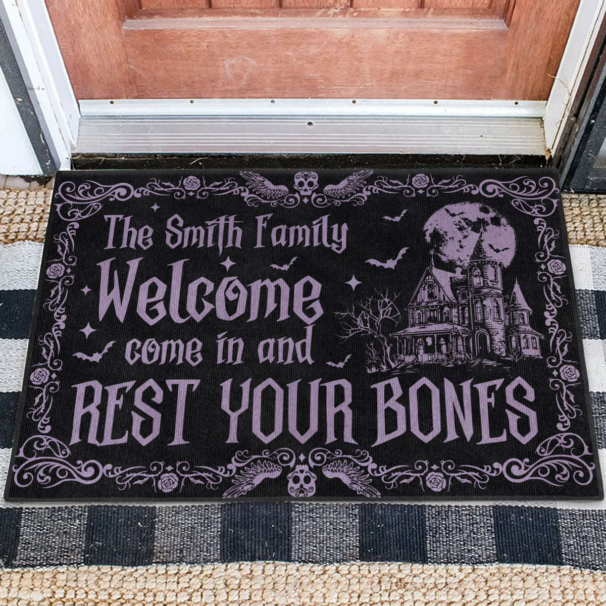 Personalized Witch Doormat - Gift Idea For Witch Lover - Come In And Rest Your Bones