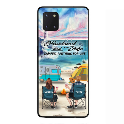 Custom Personalized Beach Camping Phone Case - Couple/ Parents With Upto 3 Kids And 3 Pets - Gift Idea For Camping Lover - Case For iPhone And Samsung
