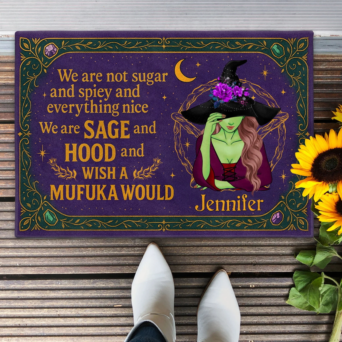 Personalized Witch Doormat - Halloween Gift Idea For Witch Lover - We Are Not Sugar And Spiey
