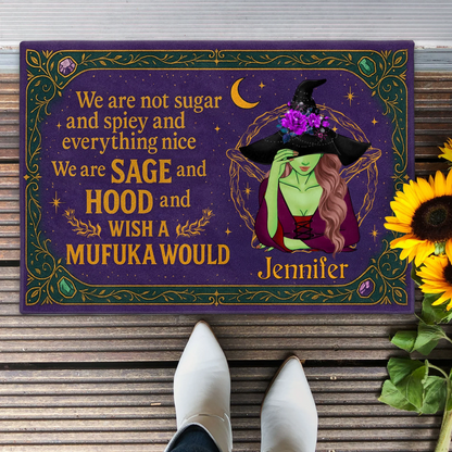 Personalized Witch Doormat - Halloween Gift Idea For Witch Lover - We Are Not Sugar And Spiey