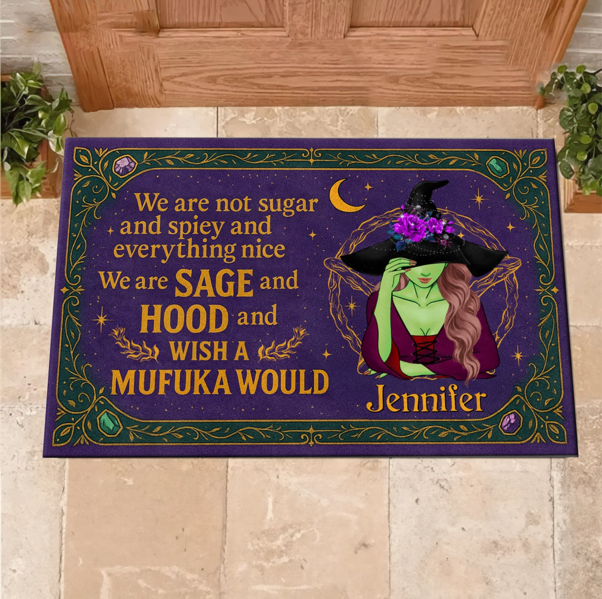 Personalized Witch Doormat - Halloween Gift Idea For Witch Lover - We Are Not Sugar And Spiey