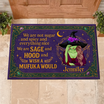 Personalized Witch Doormat - Halloween Gift Idea For Witch Lover - We Are Not Sugar And Spiey