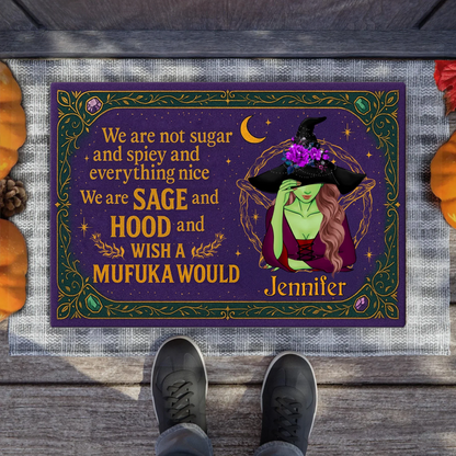Personalized Witch Doormat - Halloween Gift Idea For Witch Lover - We Are Not Sugar And Spiey