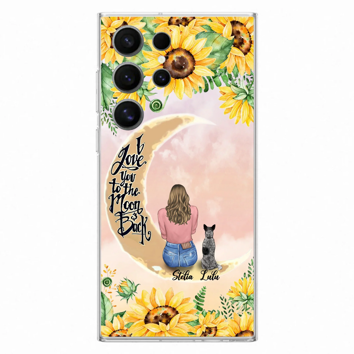 Custom Phone Case For Dog Lovers - Best Gift With Personalized Dogs - I Love You To The Moon and Back