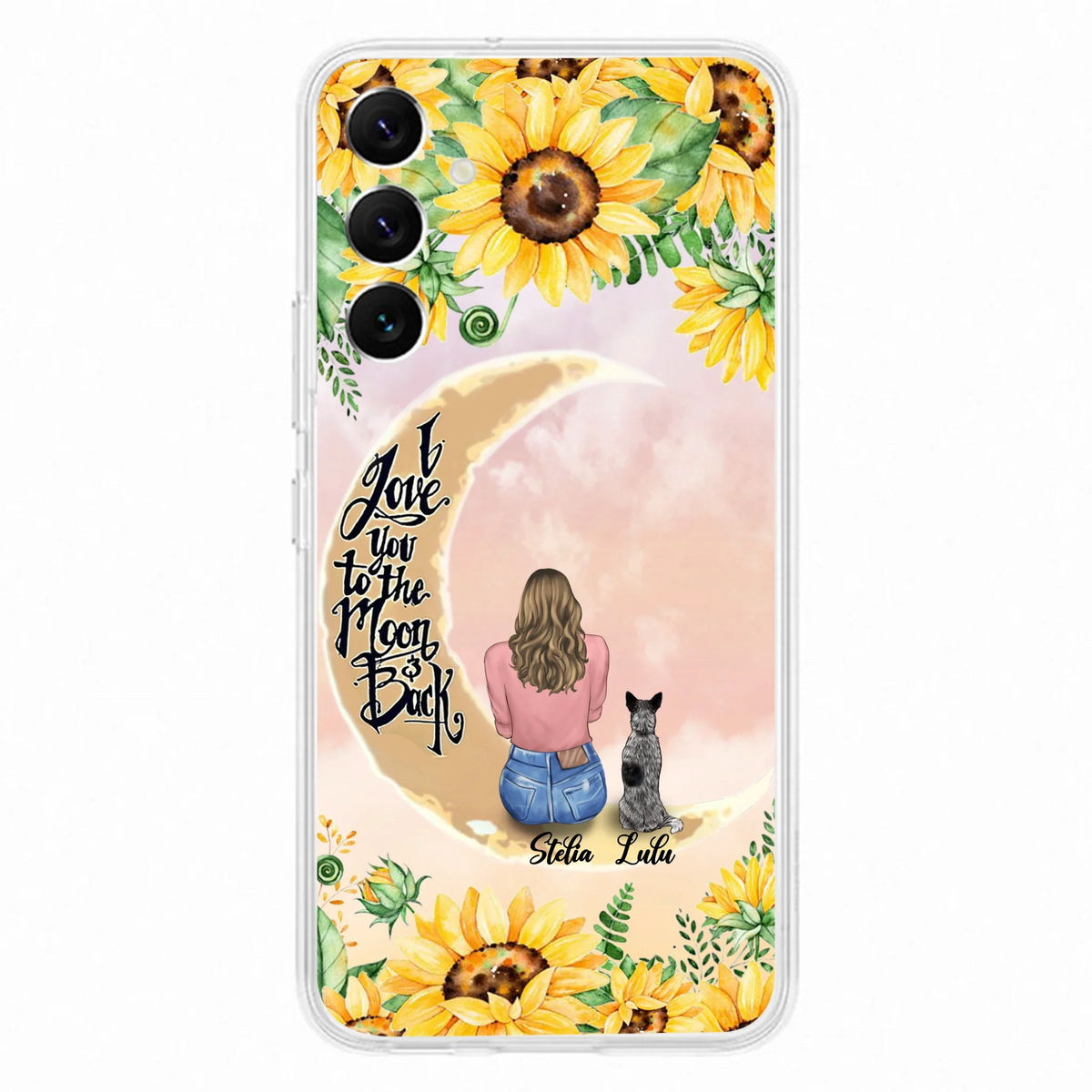 Custom Phone Case For Dog Lovers - Best Gift With Personalized Dogs - I Love You To The Moon and Back
