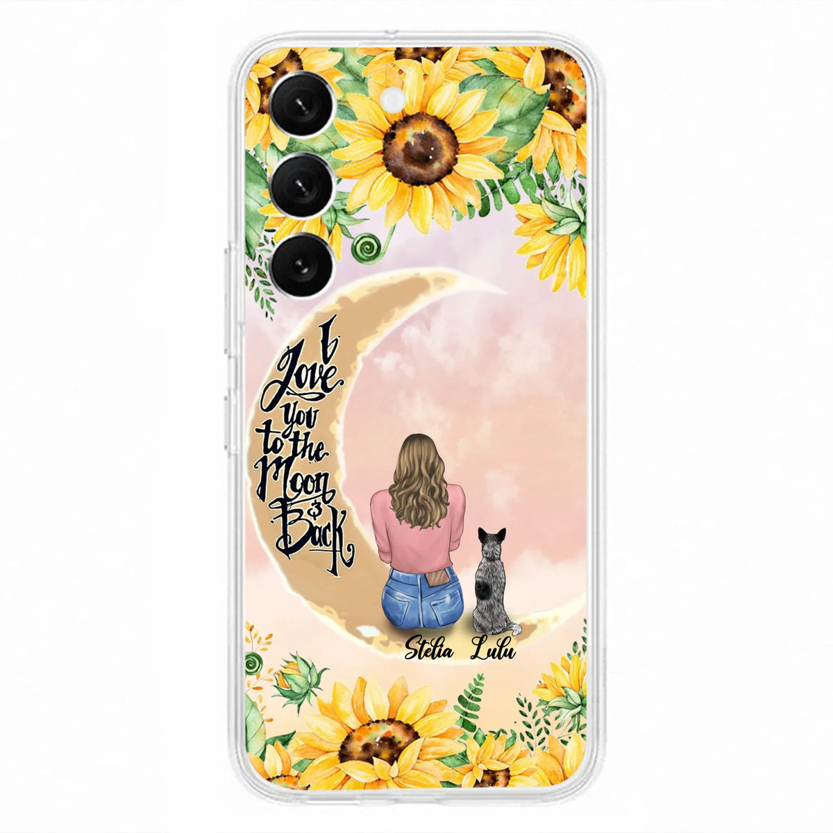 Custom Phone Case For Dog Lovers - Best Gift With Personalized Dogs - I Love You To The Moon and Back
