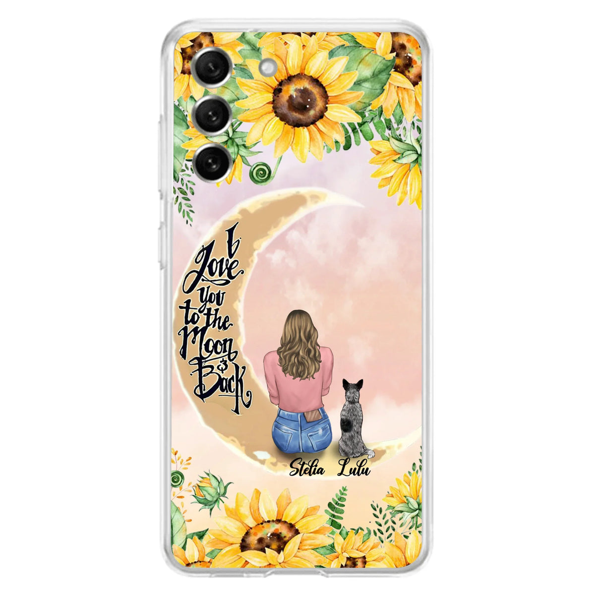 Custom Phone Case For Dog Lovers - Best Gift With Personalized Dogs - I Love You To The Moon and Back
