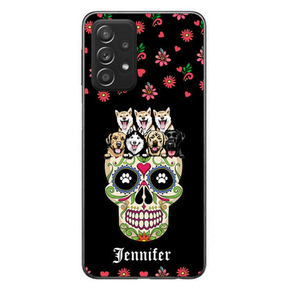 Custom Personalized Sugar Skull Pets Phone Case - Gift for Dog/Cat Lovers - Up to 7 Pets