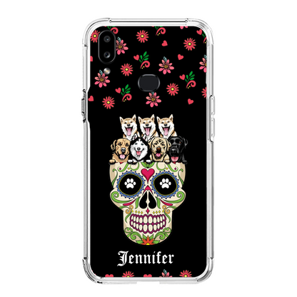 Custom Personalized Sugar Skull Pets Phone Case - Gift for Dog/Cat Lovers - Up to 7 Pets