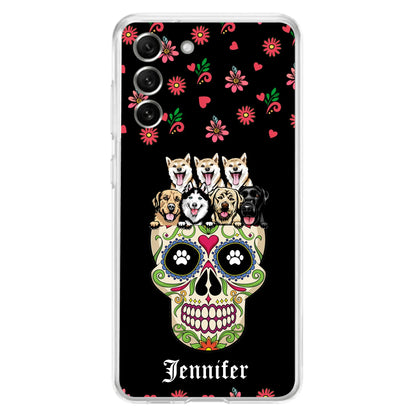 Custom Personalized Sugar Skull Pets Phone Case - Gift for Dog/Cat Lovers - Up to 7 Pets