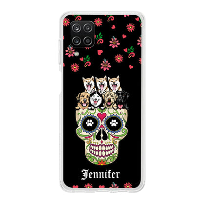 Custom Personalized Sugar Skull Pets Phone Case - Gift for Dog/Cat Lovers - Up to 7 Pets