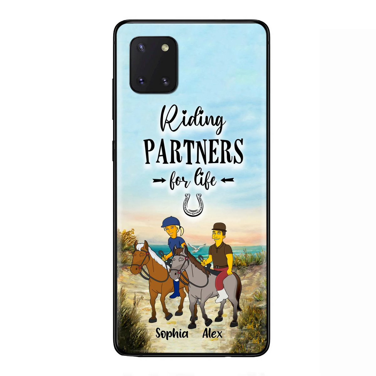 Custom Personalized Horseback Riding Cartoon Portrait From Photo Phone Case - Gift Idea For Couple/ Riding Lover - Case For iPhone And Samsung