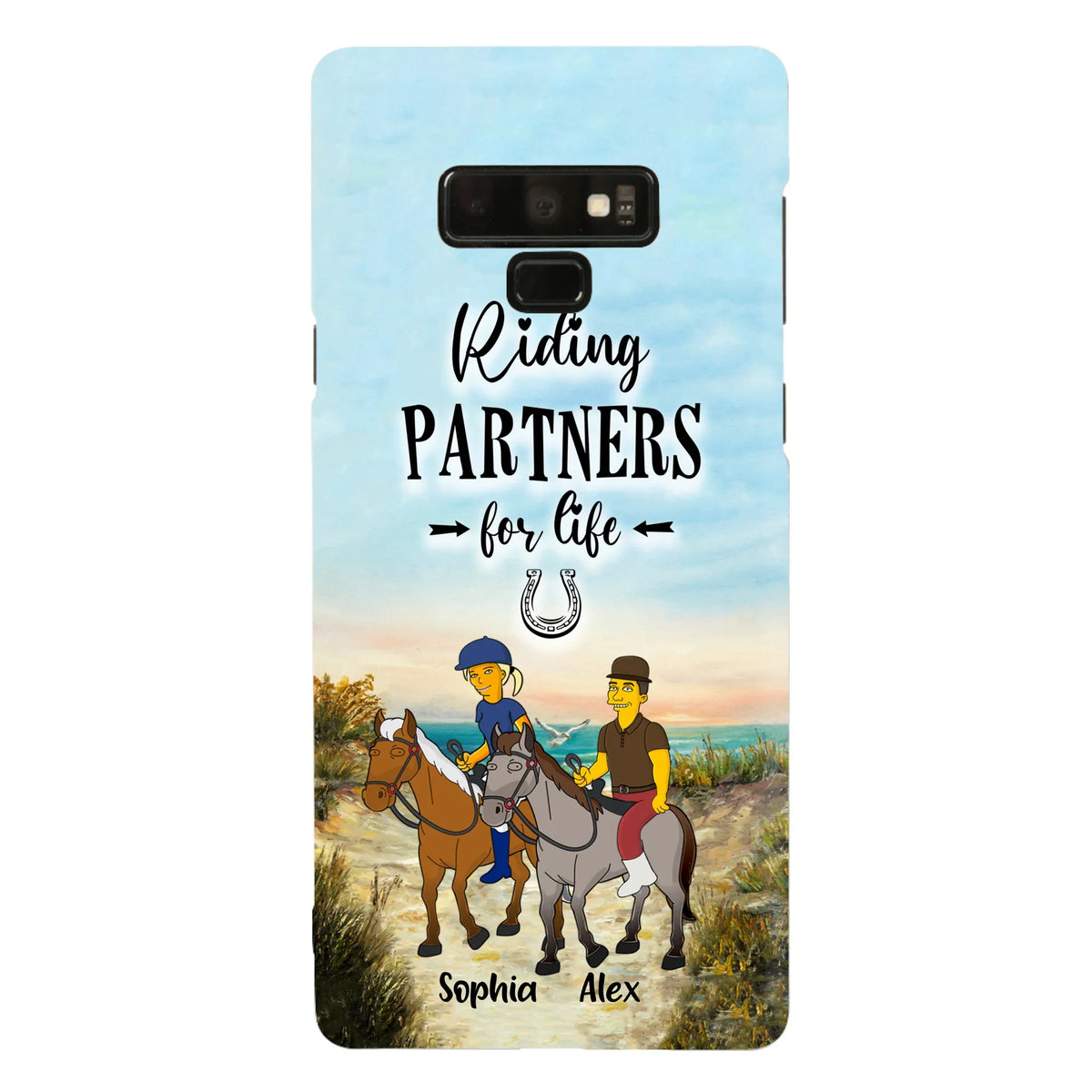 Custom Personalized Horseback Riding Cartoon Portrait From Photo Phone Case - Gift Idea For Couple/ Riding Lover - Case For iPhone And Samsung