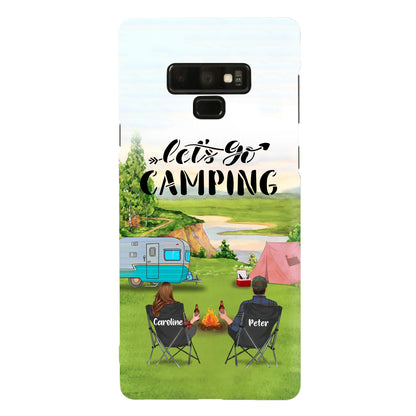 Custom Personalized Camping Phone Case - Couple With Upto 3 Kids And 4 Pets - Gift Idea For Camping Lover - Let's Go Camping - Case For iPhone And Samsung