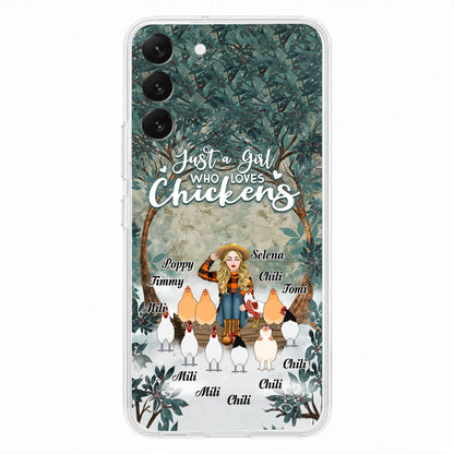 Custom Personalized Just A Girl Who Loves Chickens Phone Case - Girl With Upto 10 Chickens - Case For iPhone And Samsung