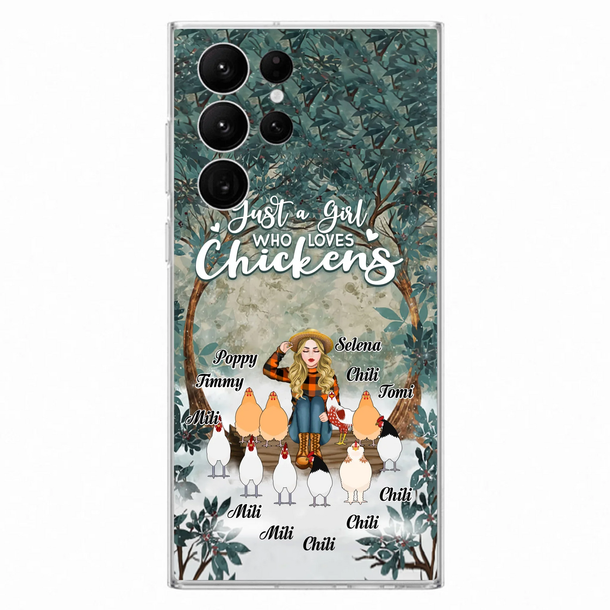 Custom Personalized Just A Girl Who Loves Chickens Phone Case - Girl With Upto 10 Chickens - Case For iPhone And Samsung