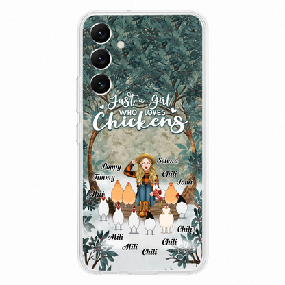 Custom Personalized Just A Girl Who Loves Chickens Phone Case - Girl With Upto 10 Chickens - Case For iPhone And Samsung