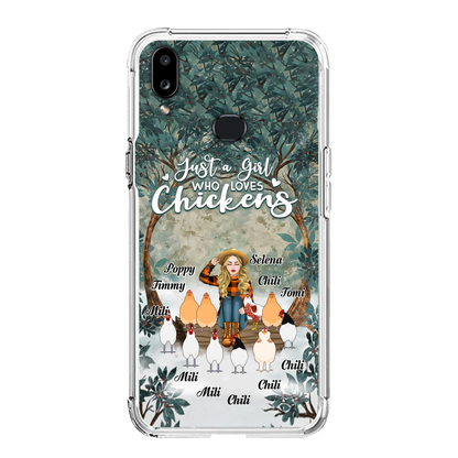 Custom Personalized Just A Girl Who Loves Chickens Phone Case - Girl With Upto 10 Chickens - Case For iPhone And Samsung