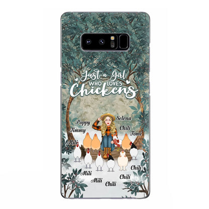 Custom Personalized Just A Girl Who Loves Chickens Phone Case - Girl With Upto 10 Chickens - Case For iPhone And Samsung