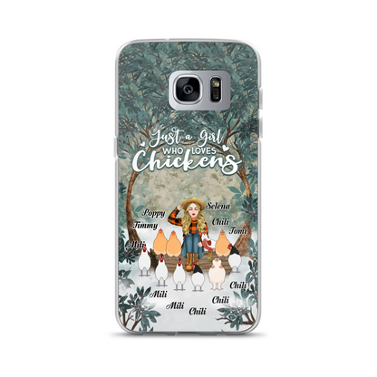 Custom Personalized Just A Girl Who Loves Chickens Phone Case - Girl With Upto 10 Chickens - Case For iPhone And Samsung