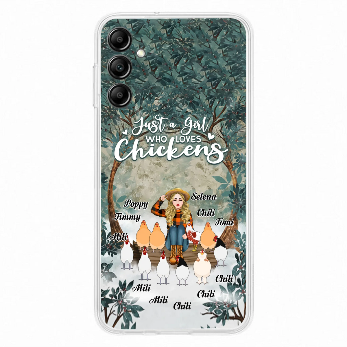 Custom Personalized Just A Girl Who Loves Chickens Phone Case - Girl With Upto 10 Chickens - Case For iPhone And Samsung
