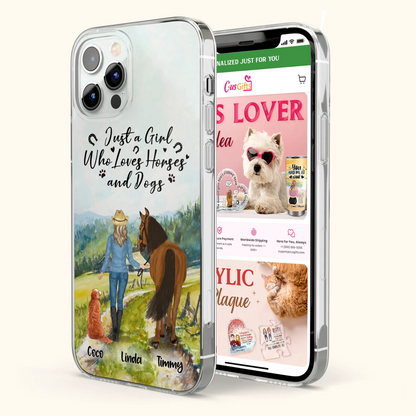 Personalized Horse And Dog Phone Case - Man/Woman/Girl/Boy With Upto 2 Horses And 4 Dogs - Gift For Horse/Dog Lover - Case For iPhone And Samsung