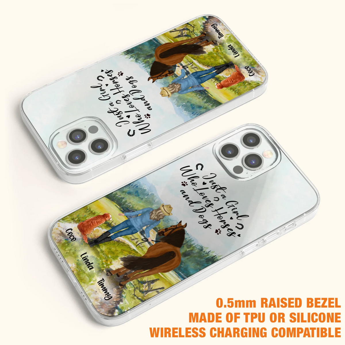 Personalized Horse And Dog Phone Case - Man/Woman/Girl/Boy With Upto 2 Horses And 4 Dogs - Gift For Horse/Dog Lover - Case For iPhone And Samsung