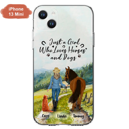 Personalized Horse And Dog Phone Case - Man/Woman/Girl/Boy With Upto 2 Horses And 4 Dogs - Gift For Horse/Dog Lover - Case For iPhone And Samsung