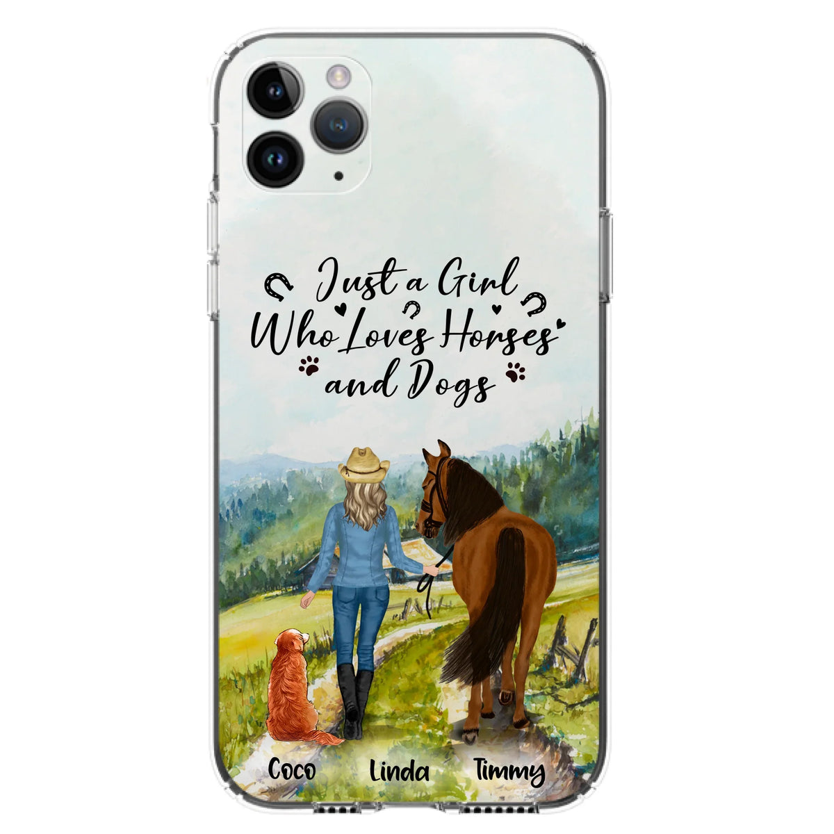 Personalized Horse And Dog Phone Case - Man/Woman/Girl/Boy With Upto 2 Horses And 4 Dogs - Gift For Horse/Dog Lover - Case For iPhone And Samsung