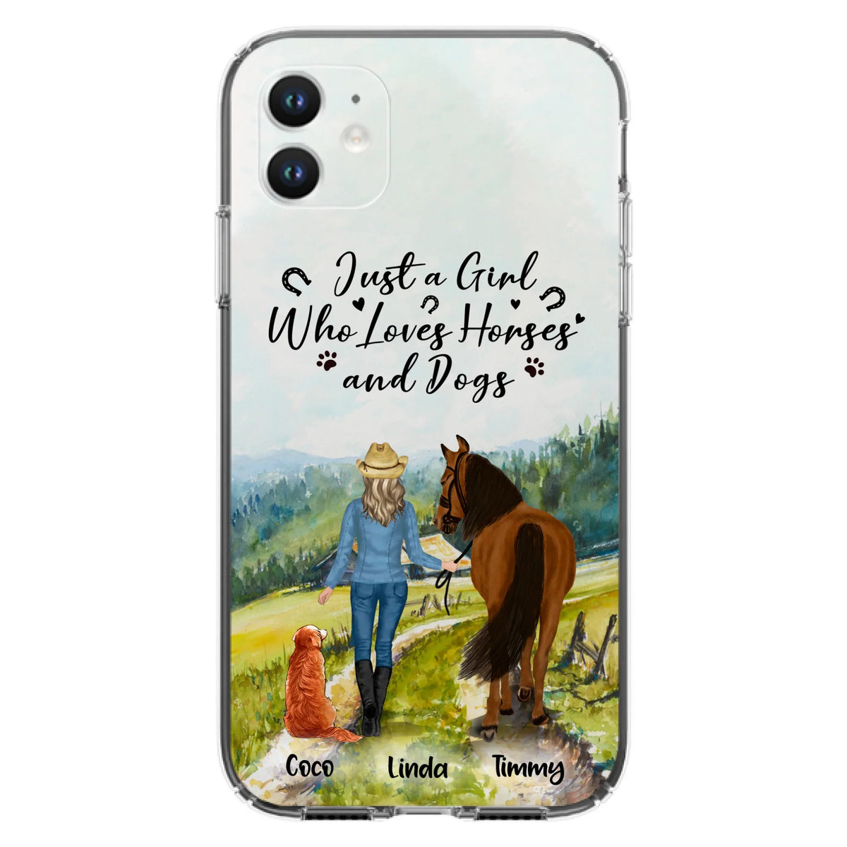 Personalized Horse And Dog Phone Case - Man/Woman/Girl/Boy With Upto 2 Horses And 4 Dogs - Gift For Horse/Dog Lover - Case For iPhone And Samsung