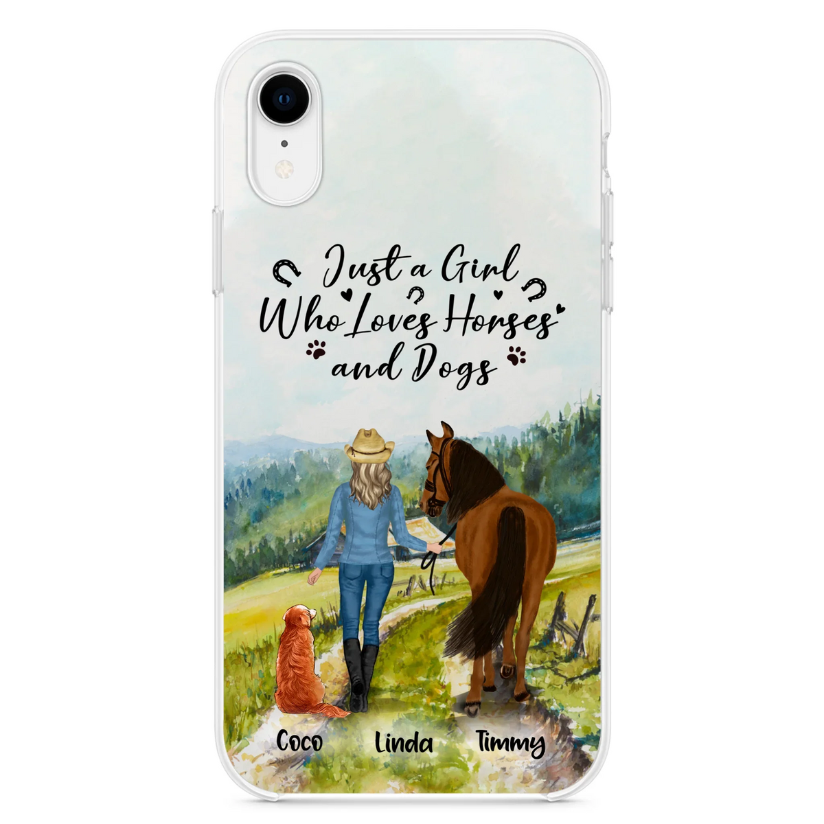 Personalized Horse And Dog Phone Case - Man/Woman/Girl/Boy With Upto 2 Horses And 4 Dogs - Gift For Horse/Dog Lover - Case For iPhone And Samsung
