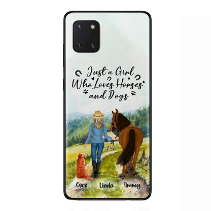 Personalized Horse And Dog Phone Case - Man/Woman/Girl/Boy With Upto 2 Horses And 4 Dogs - Gift For Horse/Dog Lover - Case For iPhone And Samsung