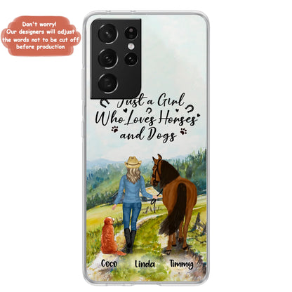 Personalized Horse And Dog Phone Case - Man/Woman/Girl/Boy With Upto 2 Horses And 4 Dogs - Gift For Horse/Dog Lover - Case For iPhone And Samsung