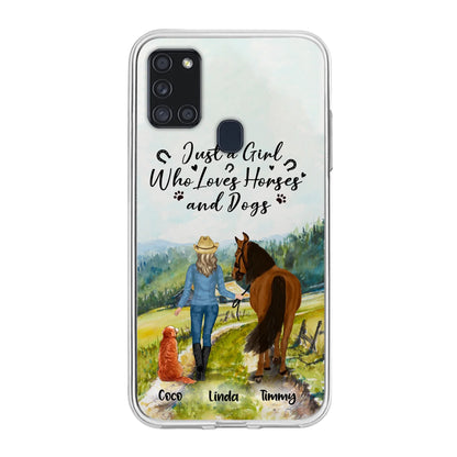 Personalized Horse And Dog Phone Case - Man/Woman/Girl/Boy With Upto 2 Horses And 4 Dogs - Gift For Horse/Dog Lover - Case For iPhone And Samsung
