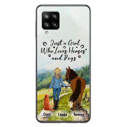 Personalized Horse And Dog Phone Case - Man/Woman/Girl/Boy With Upto 2 Horses And 4 Dogs - Gift For Horse/Dog Lover - Case For iPhone And Samsung