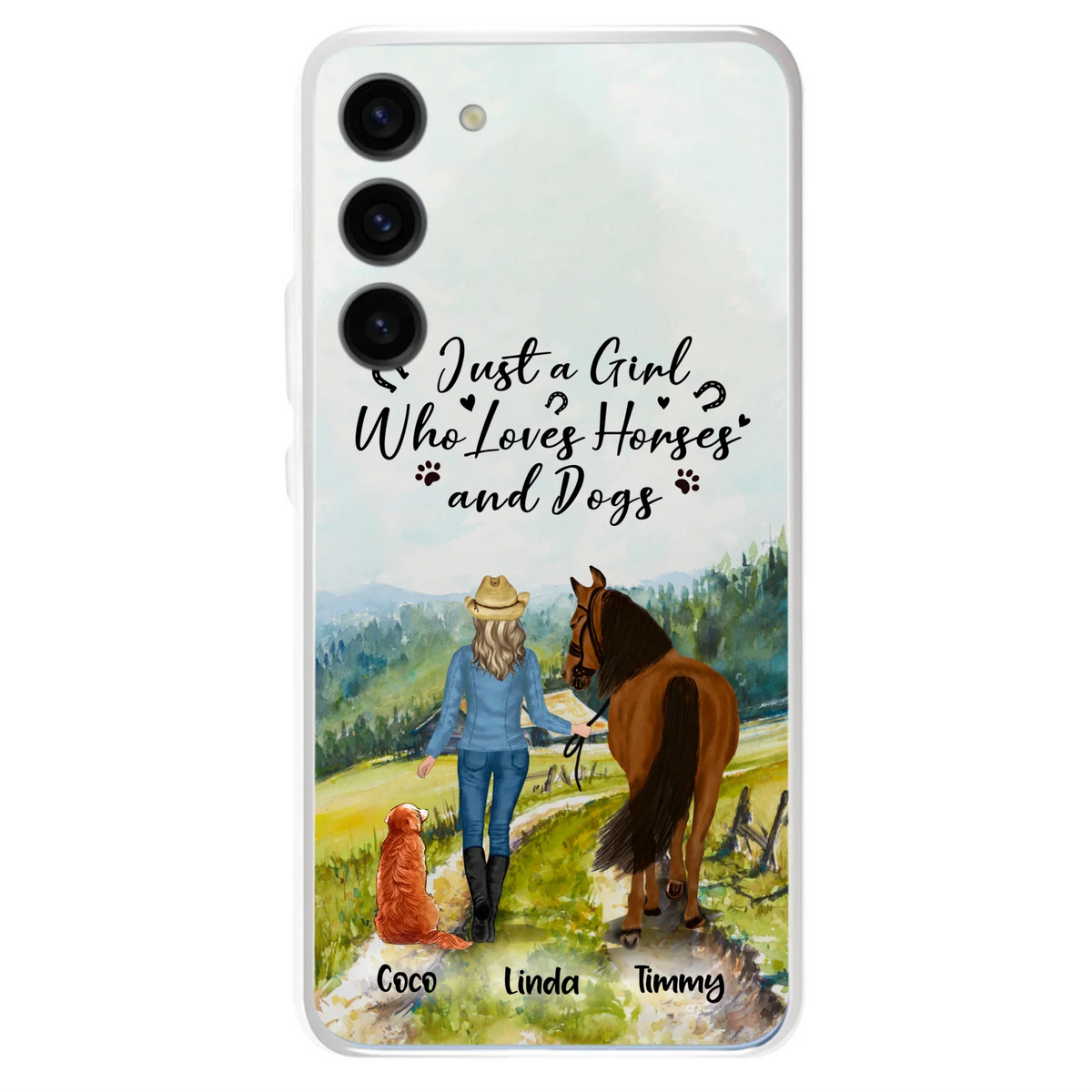 Personalized Horse And Dog Phone Case - Man/Woman/Girl/Boy With Upto 2 Horses And 4 Dogs - Gift For Horse/Dog Lover - Case For iPhone And Samsung