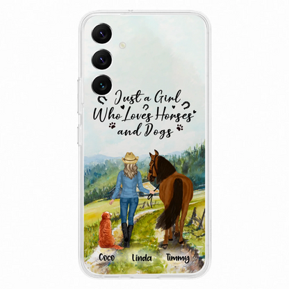 Personalized Horse And Dog Phone Case - Man/Woman/Girl/Boy With Upto 2 Horses And 4 Dogs - Gift For Horse/Dog Lover - Case For iPhone And Samsung