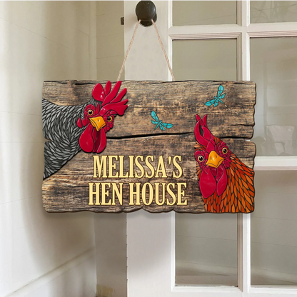 Custom Name Chicken Coop Wooden Sign - Gift Idea For Chicken Lover