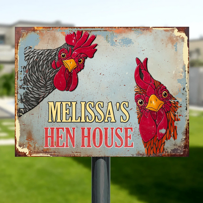 Custom Name Chicken Coop Metal Sign - Gift Idea For Chicken Lover