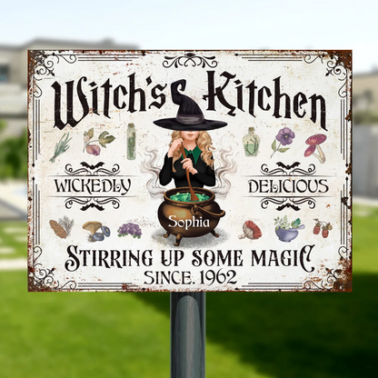 Personalized Witch's Kitchen Metal Sign - Gift Idea For Witch Lover - Stirring Up Some Magic