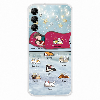 Custom Personalized Couple With Pet Phone Case - Upto 8 Pets - Best Gift For Dog/ Cat Lover - Case For Iphone And Samsung