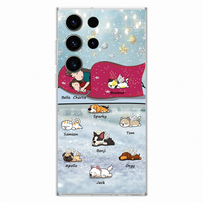 Custom Personalized Couple With Pet Phone Case - Upto 8 Pets - Best Gift For Dog/ Cat Lover - Case For Iphone And Samsung