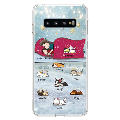 Custom Personalized Couple With Pet Phone Case - Upto 8 Pets - Best Gift For Dog/ Cat Lover - Case For Iphone And Samsung
