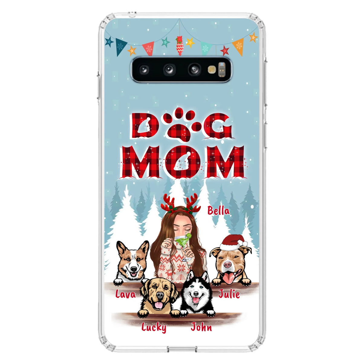 Custom Personalized Pet Mom Xmas Phone Case - Upto 4 Pets - Best Gift For Dog/Cat Lover - Case For Iphone/Samsung - 2T7CRT
