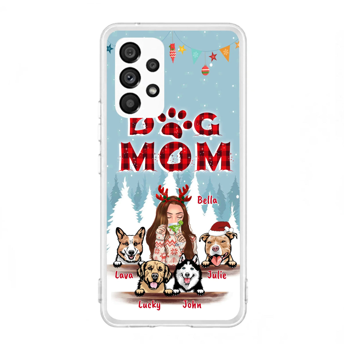 Custom Personalized Pet Mom Xmas Phone Case - Upto 4 Pets - Best Gift For Dog/Cat Lover - Case For Iphone/Samsung - 2T7CRT