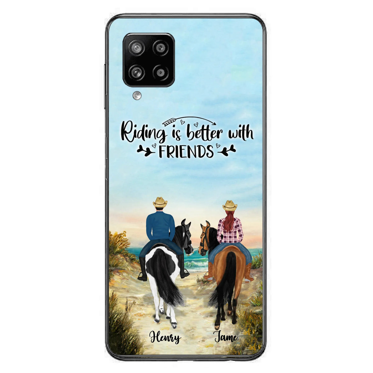 Custom Personalized Friend Riding Horse Phone Case - Best Gift For Horse Love -Riding Is Better With Friends - Case For iPhone And Samsung